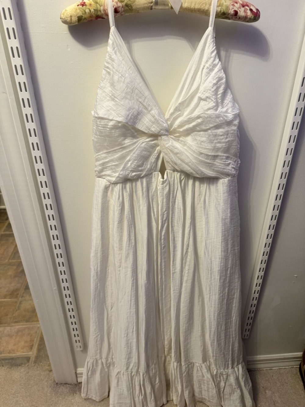 Sabina Musayev White Twist-Front Midi Dress